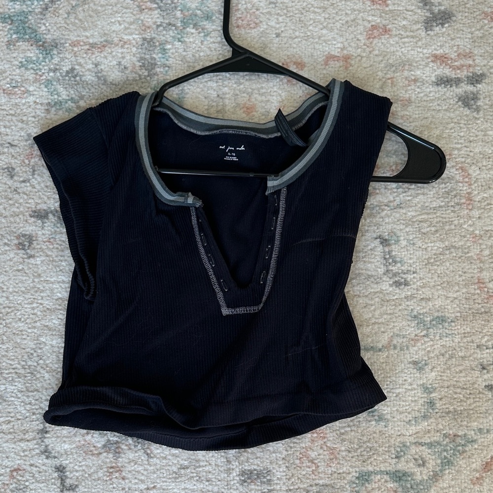Urban Outfitters Black and Gray Short Sleeve Top